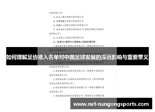 如何理解足协准入名单对中国足球发展的深远影响与重要意义